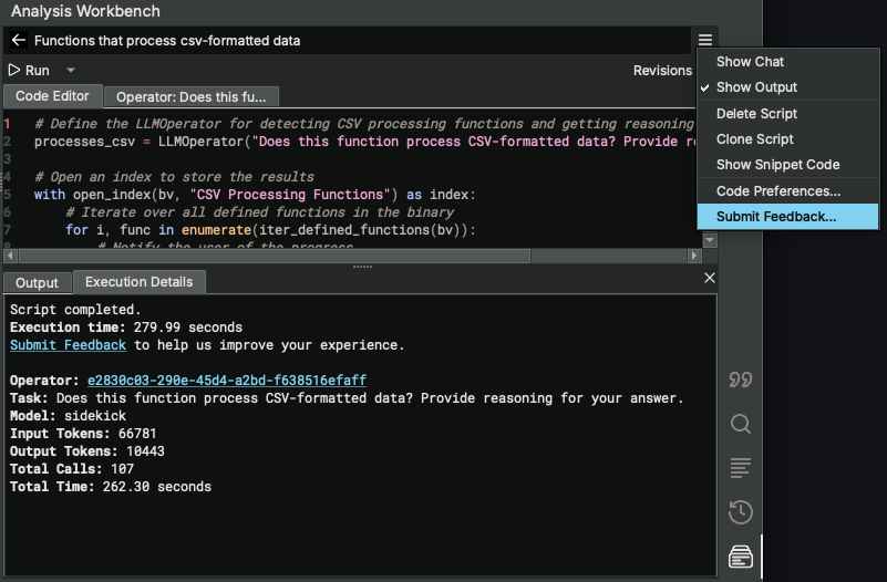 Run Analysis Workbench Script