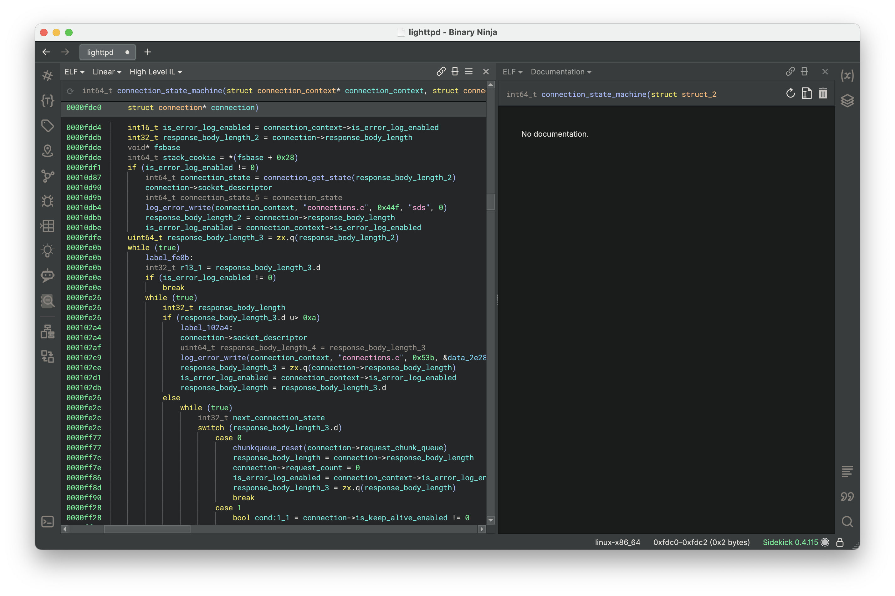Selecting Documentation View