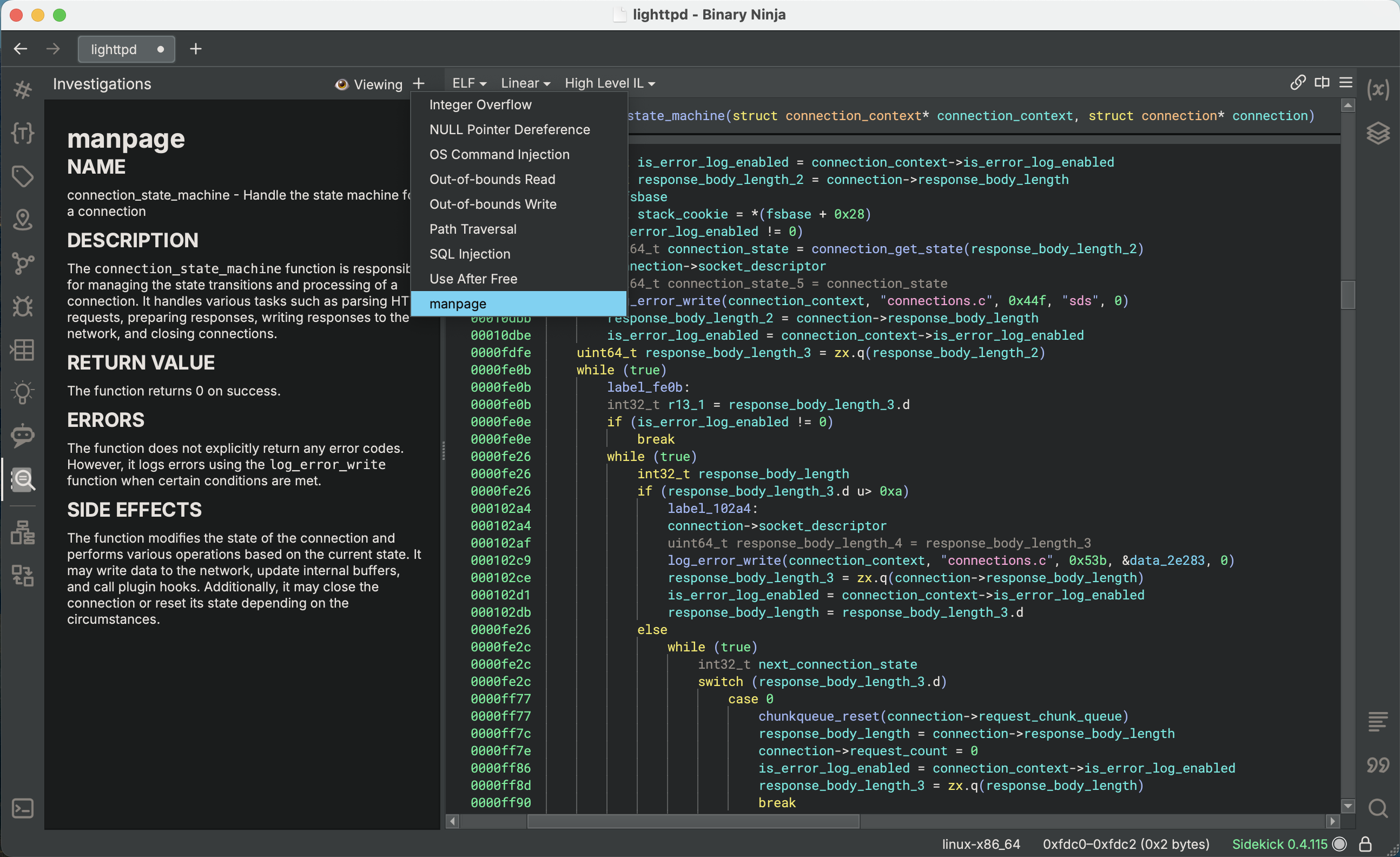Sidekick Manpage Investigation