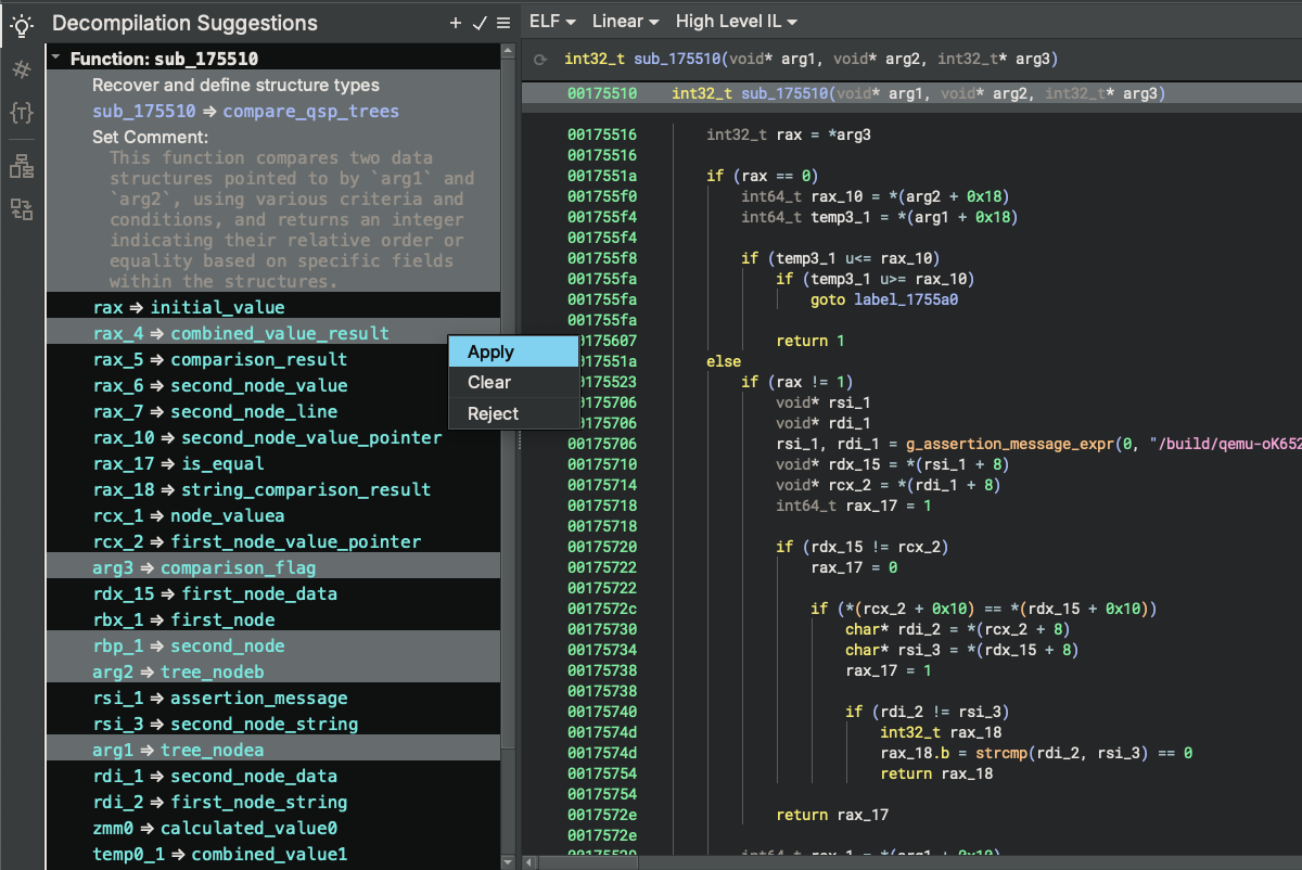 Decompilation Suggestions