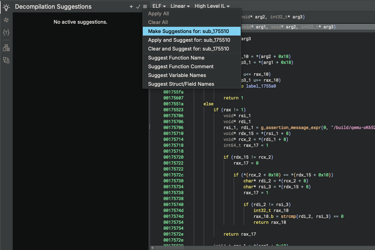 Decompilation Suggestions